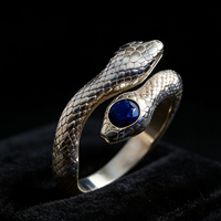Bague en cuivre bleu serpent personnalisée OEM ODM pour hommes, bague de promesse en lapis-lazuli pour couples, plaquée or, bijoux de Dubaï haut de gamme