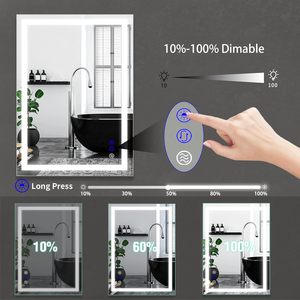 Espejo de Baño con Marco de Aluminio Blanco LED de 36x28 Pulgadas con Iluminación Frontal, Botón Táctil Inteligente y 3 Luces Frontales para Maquillaje - Product Image 5