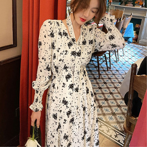 Primavera nuovi abiti lunghi alla moda per le donne autunno <span class=keywords><strong>manica</strong></span> <span class=keywords><strong>lunga</strong></span> <span class=keywords><strong>abito</strong></span> floreale - Product Image 4