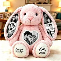 Lapin en peluche personnalisé avec photo, rembourrage en coton PP, broderie de nom, 28 cm, 40 cm, pour la décoration de la maison