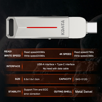 Flashdisk Kdata Grosir Custom Logo 64gb 256gb Swivel USB 3.0 3.1 dengan Saklar Proteksi Tulis Otg 128GB