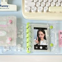 Nouveau Style Multicolore Mini Classeur Photos Titulaire De La Carte A8 Taille Transparent PVC Mini 3 Classeur À Anneaux Avec Insert Classeur Paillettes Poche