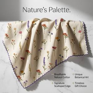 Mouchoir de poche personnalisé pour femme en coton et lin, avec logo, dentelle festonnée au crochet, imprimé vintage motif fleurs sauvages, vente en gros - Product Image 4
