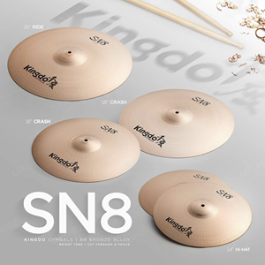 Ensemble de cymbales Kingdo en laiton fait main, 14 hi-hats + 16 <span class=keywords><strong>crash</strong></span> + 18 <span class=keywords><strong>crash</strong></span> + 20 ride, <span class=keywords><strong>série</strong></span> B8-SN8, 5 pièces - Product Image 6