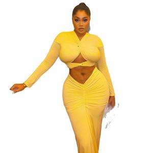 ชุดเดรสผู้หญิงสีทึบมีจีบหรูหราสไตล์ยุโรปอเมริกันกระเป๋าค้าต่างประเทศ - Product Image 3