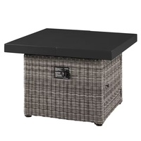 Table de foyer portable en rotin alimentée au propane avec couvercle coulissant, puissance de chauffage de 50000-74999 BTU pour usage extérieur
