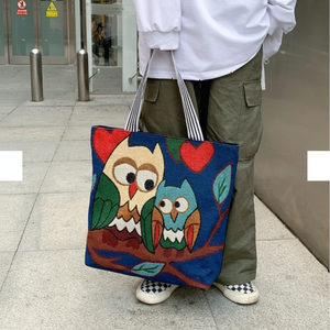 Borsa a tracolla da donna Bobusang con tracolla di Design Navy gufo tema più grande borsa della serie - Product Image 1