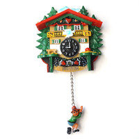 Portachiavi di Alta Qualità con Campanello e Orologio a Cucù, Souvenir Personalizzato dello Svizzero Chalet Flag Cow Bell