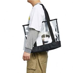 Bolsa de Mano Transparente de Gran Capacidad, con Estampado de Letras, Bolsa de Playa de PVC Transparente, Bolsa de Hombro para Viaje, Compras - Product Image 3