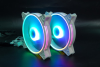 Ventilateur annulaire fin RGB 120x120x25mm 3W avec dissipateur en cuivre, roulement fluide, 23dBA, pour refroidissement de boîtier d'ordinateur de jeu et CPU, avec éclairage RGB dynamique