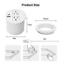 ABD Standart Masaüstü Yuvarlak Priz 18W PD USB-C 2 AC Çıkışlı 2M Güç Kablolu Açılır Kapanır Gömme Priz Ofis Masası Hastane