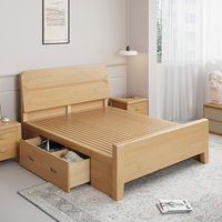 QINUO Meubles en gros : Lit double Queen Size à cadre en bois massif, lit simple avec rangement, ensemble de meubles de chambre à coucher