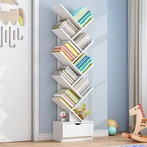 Vendita all'ingrosso bianco scaletta in legno scaffale-Libreria a forma di albero con scala libreria in legno libreria per bambini libreria moderna