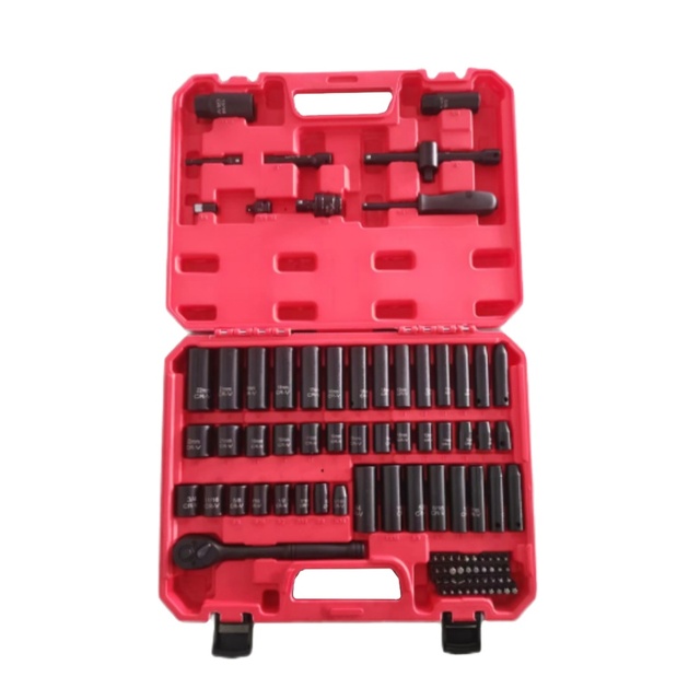 48 Pcs 3/8 Inch Drive CR-V Material DIY OEM Deep Impact Hex Socket Set Black Phosphate Finish Wrench Sleeve for Auto Hand Repair