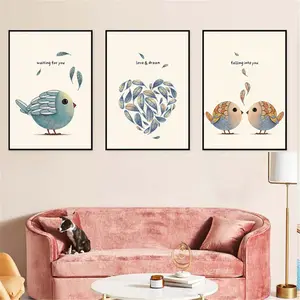 Cartoon Vögel Federn Leinwand druck Malerei Home Kinderzimmer Bild Kunst Dekor Ölgemälde auf Leinwand Poster und Drucke Kunst Pict
