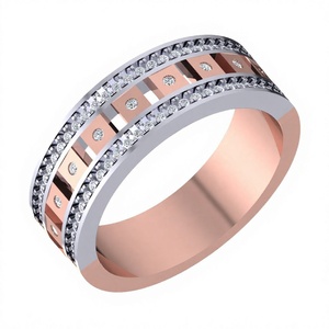 Lurba Jewels LCR-0027-L Designer 10K Rose White Gold Natural Brilliant Cut Diamond IGI Certified Wedding Band for Women's <b>Rings</b> - Product Image 2