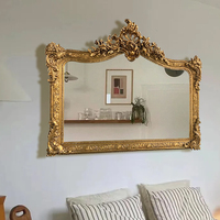 Miroir mural de luxe pour la décoration de la maison, cadre en bois, décorations murales, style campagnard, or antique, grand miroir mural