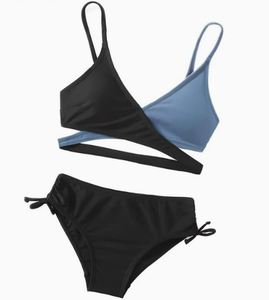Costume da bagno a due pezzi per ragazze adolescenti, con scollo a V, tinta unita, con spalline regolabili, per ragazze più grandi, costume da bagno alla moda per la spiaggia - Product Image 6