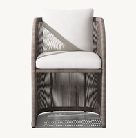 PAVONA Ensemble de salle à manger en aluminium finition poudrée avec manteau au design simple Fauteuil de jardin extérieur tissé en rotin PE