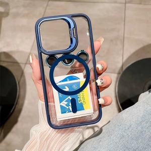 Béquille en métal pliante étui en acrylique transparent pour <span class=keywords><strong>iPhone</strong></span> <span class=keywords><strong>11</strong></span> 12 13 14 15 <span class=keywords><strong>Pro</strong></span> <span class=keywords><strong>Max</strong></span> charge sans fil lentille magnétique couverture de Film de verre - Product Image 5