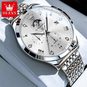 Montre à quartz en acier inoxydable lumineuse, étanche, multifonctionnelle, phase de lune, sport, luxe, personnalisée OEM 2925 pour homme - Product Image 1