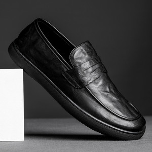 Mocassins Homme en Cuir Noir – Chaussures Décontractées à Talon Plat et Semelle Souple – Style Jeune et Tendance Couleur Unie SDL2508 - Product Image 4