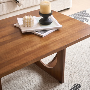 Table basse en bois massif finition cerisier, design moderne, meubles de salon - Product Image 4