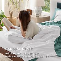 Drap-housse 100% coton pur 300 fils/cm² tissage dense respirant doux style européen américain couleur unie avec taies d'oreiller