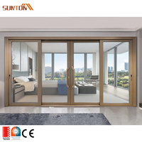 Conceptions modernes personnalisées maison hôtel villa intérieur salon patio porte coulissante en verre aluminium résistant au soleil avec store