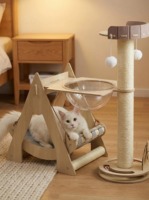 Arbre à chat design moderne, maison pour chat, griffoir multi-niveaux en sisal, tour pour chat, capsule spatiale, facile à assembler, durable, balançoire
