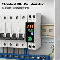 Disjoncteur intelligent WiFi Tuya 1P sur rail DIN avec télécommande, compteur d'énergie, protection contre les surtensions et les sous-tensions, interrupteur intelligent