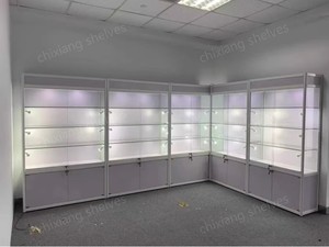 Nhôm đen khung kính hiển thị Showcase cửa hàng đồ trang sức thủy tinh dẫn ánh sáng với đèn LED - Product Image 6