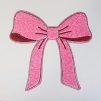 Vente en gros 11 pouces rose grand nœud patch brodé de paillettes avec logo personnalisé patchs de paillettes thermocollantes pour vêtements