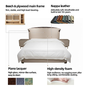 Letto Imbottito Beige con <span class=keywords><strong>Testiera</strong></span> Alta <span class=keywords><strong>e</strong></span> Comodini |   Mobili per Camera da Letto Matrimoniale - Product Image 2