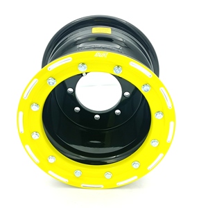 Rines Beadlock de Aluminio 9X8 para Carreras de ATV UTV <span class=keywords><strong>Raptor</strong></span> <span class=keywords><strong>700</strong></span> Banshee 350 YFZ450 450r LTZ400 con Aro Amarillo Fluorescente Fresado - Product Image 4
