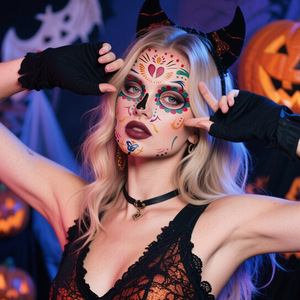Factory Direct <strong>Halloween</strong> Scene Tattoo Stickers Waterproof Sweat Dead Day Makeup Ball Funny Makeup Face Tattoo Stickers <strong>Decoratio</strong> - Product Image 3