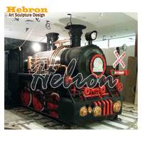 Modèle de train à vapeur vintage en métal sur mesure pour événements extérieurs, centres commerciaux, bars, décoration steampunk, sculpture de train sur rail