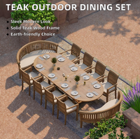 Ensemble de table à manger ovale extensible en teck massif de haute qualité, ensemble de 10 chaises avec mobilier d'extérieur empilable et imperméable