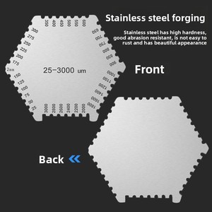 Jauge d'épaisseur de film humide hexagonale de haute précision en acier inoxydable avec logo personnalisé et carte de mesure pour applications de peinture - Product Image 2