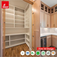 Meubles sur mesure en chêne blanc Allandgroup, armoire de cuisine en bois massif, couleur Shaker avec îlot en marbre, facile à assembler