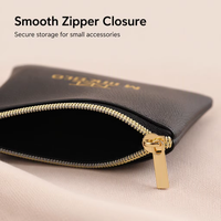 Pochette à fermeture éclair en cuir personnalisée avec logo, petite pochette à maquillage, sacs à fermeture éclair pour bijoux, emballage réutilisable, pochette cosmétique en cuir PU, 9x9cm