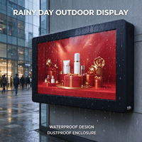 Layar LCD Digital Signage Iklan Poster 43/50/55/65/75 Inci untuk Luar Ruangan, Kecerahan Tinggi, Tahan Air IP65, Pemasangan di Dinding
