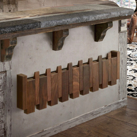 Porte-manteau mural en bois naturel pour entrée, avec crochets rabattables pour suspendre manteaux et sacs