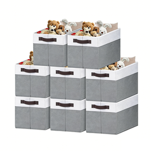 Boîtes de rangement pliables en tissu, organisateur de placard et de garde-robe, panier cube avec couvercle et poignées - Product Image 1