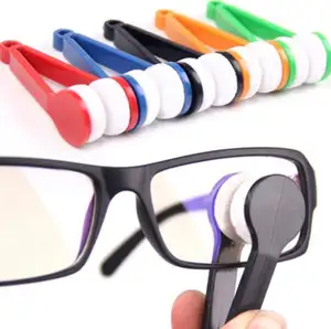 נייד מיני משקפיים מברשת/מיקרופייבר מברשת מנקה משקפיים מברשת/פלסטיק ידית משקפיים ניקוי