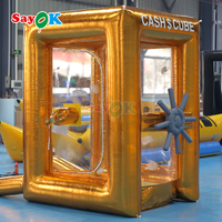 Sayok outre-mer entrepôt attraper argent soufflant stand volant Cash Machine gonflable argent Cube