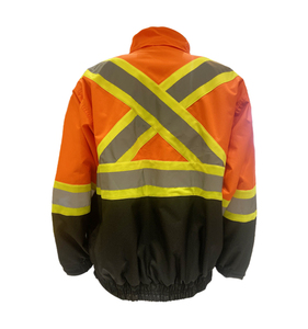 Veste bomber orange haute visibilité, réfléchissante, classe 3, <span class=keywords><strong>X</strong></span> dos, imperméable, veste de travail d'hiver, vestes de sécurité avec bas noir - Product Image 2