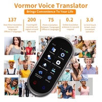 VORMOR Z8 Traducteur en temps réel Traducteur parlant de langue hors ligne 137 langues Mini appareil parlant bidirectionnel de 3.1 pouces