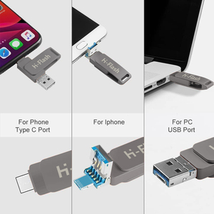 ไดรฟ์ USB มือถือสำหรับ <span class=keywords><strong>iPhone</strong></span> ขายส่งแฟลชไดรฟ์ USB โลหะแบบ dual-Function 16GB 32GB 64GB 128GB แฟลช USB โลหะหมุนได้256GB - Product Image 6