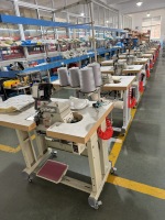Machine à coudre surjeteuse mécanique à double aiguille et pied entraîneur, à lit plat, extra robuste, pour matelas, modèle RONMACK RM-NS-5DEH-35M, neuve